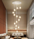 14-Light Modern Chandeliers for Entrance High Ceiling Chandelier Long Lights Fixture LED Ceiling Light Bubble Crystal for Hallway Foyer Stairwell