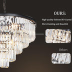 Black Crystal Chandeliers for Dining Room, 27.6" Modern Luxury Chandelier 5-Tier 10 Lights Contemporary Top K9 High Ceiling Pendant Light Fixture for Staircase Dining Living Room Foyer