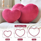 Rose Red Heart Pillows, Cute Heart Decorative Pillow, Heart Shaped Throw Pillows for Bed, Faux Rabbit Fur Plush Hoom Decor Pillow Cushion for Chair Sofa Living Room (Mini 12.9" x 9.8")