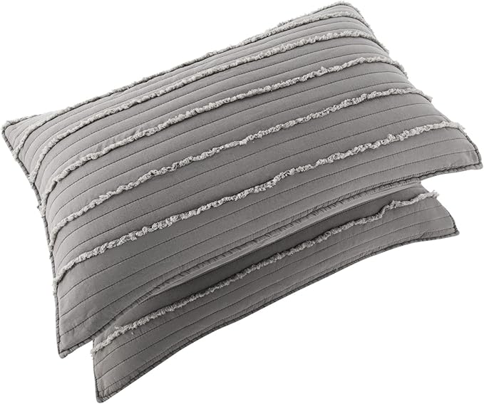 BOSOWOS Standard Size Pillow Shams Set of 2, Ultra Soft Breathable 20 x 26 Inches Pillow Case Envelope Closure, Microfiber Farmhouse Bed Pillowcases for Easy Care, Grey