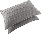 BOSOWOS Queen Size Pillow Shams Set of 2, Ultra Soft Breathable 20 x 30 Inches Pillow Case Envelope Closure, Microfiber Farmhouse Bed Pillowcases for Easy Care, Grey