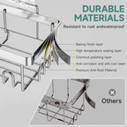 Veken Adhesive Shower Caddy 5-Pack,Heavy Weight Bearing,Large Wall Mounted Shower Shelves Rack,Organizer Storage Accessories with Soap Dish&Toothbrush Holder,Ideal for Bathroom,Home&Kitchen,Silver