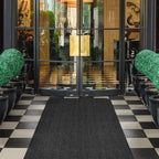 House, Home and More Indoor Outdoor Double-Ribbed Carpet Runner with Skid-Resistant Rubber Backing - Smokey Black - 3 Feet x 10 Feet