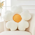 Flower Throw Pillow, Cute Flower Shaped Pillow Decorative Throw Pillow for Bed Couch, Soft Daisy Pillows Floor Seating Cushion Cushions (14.9 Inch White+Yellow)