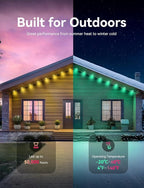 50FT Permanent Outdoor Lights, Smart RGB LED Lights Outside with DIY Colors Scene Modes, 25LED IP67 Waterproof Eaves Lights for Christmas Halloween Holiday Party Garden Daily Decorations
