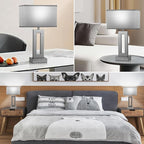Bedroom Table Lamps Set of 2 - Grey Touch Bedside Lamps with USB C+A, 3 Way Dimmable Gold Lamp for Nightstand, Modern Night Stands Lamps for Living Room End Tables