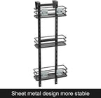 Orimade Adjustable Hanging Caddy, Bathroom Organizer Shelf Storage Rack, Rustproof Shower Basket, Matt Black 3 Tier