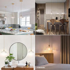 Pendant Light with Clear Scindapsus Glass Lmapshade, Brass Vintage Pendant Light Adjustable Hanging Light for Kitchen Island Dining Room Hallway
