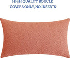 Jeneoo Coral Pink Decorative Long Lumbar Thick Throw Pillow Covers Fine Textured Boucle Couch Cushion Cases for Sofa Decor, Set of 1, 14 x 36 Inch