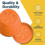 Yellow 6-Inch Plant Pots with Drainage & Saucers 6 Pack, Indoor & Outdoor Planters for Houseplants, Herbs, and Flowers, Durable & Weatherproof Material, Stackable, Lightweight, Minimalist Design