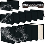 14 PCs Patio Cushion Covers for 7 PCs Outdoor Furniture Sectional Seating Sets Water Resistant Plus 2 Throw Pillows (Black, 24.8(L)*24.8(W)*3.14(T) inches)