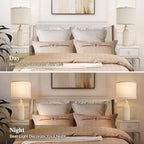 Luvkczc Ceramic Table Lamps Set of 2, Farmhouse 24.8" Bedside Lamps with 3-Color Temperature, Modern Nightstand Lamp Desk Reading Lamp for Bedroom, Living Room, Office, 2 Bulbs Included