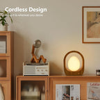 JESLED Rechargeable Cordless Table Lamp, Touch Control 3-Color Dimmable Bedside Lamp, Small Nightstand Lamp with Wooden Retro Design for Bedroom Ambient Lighting