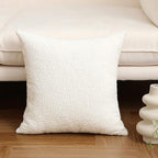 Jeneoo Ivory Decorative Square Thick Accent Throw Pillow Covers Fine Textured Boucle Couch Cushion Cases for Livingroom Sofa Decor, Set of 1, 24 x 24 Inch