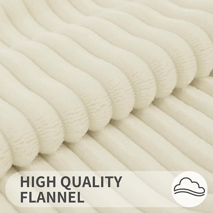 Simmore Decorative Fall Throw Pillow Covers 12x20 Set of 2, Soft Natural Plush Flannel Double-Sided Fluffy Lumbar Pillow Covers for Couch Sofa Living Room, Beige