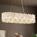 Modern Flower Glass Chandeliers for Dining Room L36” Oval Ceiling Pendant Light Fixture Luxury Gold 8-Light Contemporary Chandelier for Living Room Kitchen Island Bar, E12