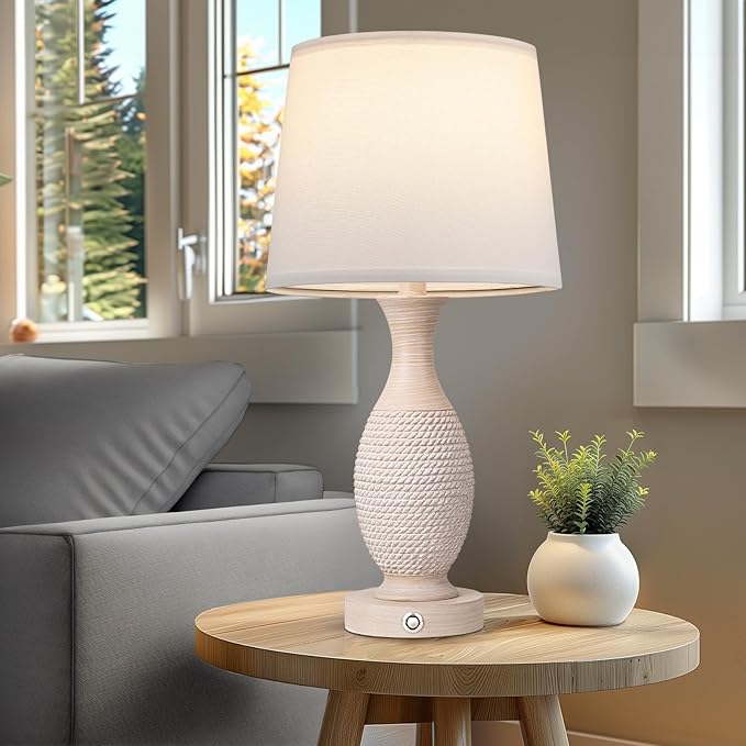 Seealle 22.2" Bedside Lamps Set of 2 with USB C+A - Dimmable Touch Lamps for Night Stands Bedroom Living Room End Table(Bulbs Included)