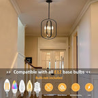 Black and Gold Chandelier for Dining Room, 4 Light Farmhouse Entryway Light Fixture, Adjustable Modern Farmhouse Chandelier Light Rustic Small Kitchen Chandelier for Entryway, Living Room, Foyer