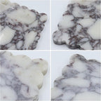 Square Marble Decorative Tray with Scalloped Edge, Luxury Natural Stone Bathroom Vanity Tray, Dresser Top Perfume Coffee Home Kitchen Sink Tray, Key Trinket Ring