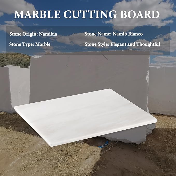 Koville African Natural Marble Cutting Board for Kitchen, 16x20inch Extra Large Hand Crafted Marble Slab for Cheese, Charcuterie, Pastry Board - Wedding Gift, House Warming Gift