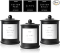 3 Pack Qtip Holder Dispenser, 16oz Bathroom Organizer and Storage Canisters, Glass Apothecary Jars with Lid - Home Decor, Room Decor Aesthetic (Black)