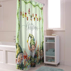 Vandarllin Merry Christmas Shower Curtain, Green Christmas Gnome Elf Shower Curtains Set with Hooks, Xmas Balls Waterproof Fabric Bathroom Curtains Decor Home Accessories,72 X 78 Inch Long