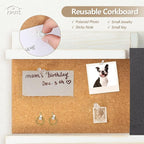 Key Holder for Wall Mount with Mail Organizer, Farmhouse Key Holder for Wall with Shelf, Chalkboard&Corkboard, Entryway Organizer 11 Metal Hooks, Decorative Natural Pine Wood, 14.6*11.1*3.3”, A-White