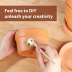 INGOFIN 5 Inch Terracotta Shallow Pots Set with Saucer - Ceramic Clay Pots with Drainage Hole, Terra Cotta for Plants for Indoor Outdoor Plants, Set of 6