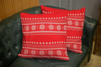 CAPSCEOLL 2PCS Red Pillow Covers 20X20Inch Christmas Red Reindeer Snow Snowflake Traditional White Winter Xmas Couch Pillow Cover for Bedroom Sofa Living Room