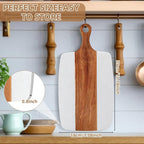 Zubebe 6 Pcs Marble and Wood Cutting Board Acacia Wooden Marble Serving Tray with Handle Charcuterie Chopping Board for Kitchen Christmas Wedding Bridal Shower Gift(14 Inches x 7 Inches)