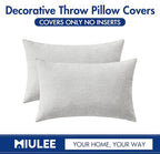 MIULEE Pack of 2 Light Gray Throw Pillow Covers 12x20 Inch Soft Chenille Pillow Covers for Sofa Living Room Couch Solid Dyed Cases