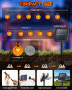 LORRYTE 2-Pack 100 LED Orange Solar Halloween Lights Outdoor - 64FT Waterproof Solar Globe String Lights with 8 Lighting Modes, Solar Outdoor Halloween Decorations for Tree Garden Patio Party