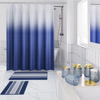 Bathroom Sets with Shower Curtain and Rugs and Accessories, Glass Bathroom Accessories Set Blue Bathroom Set Bathroom Sets, Blue Bath Mat and Diamond Soap Dispenser for Bathroom Decor