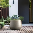Kante Curva Series Planter, 14.8 Inch Round Concrete Garden Pot with Draiange Hole and Rubber Plug, Suitable for Indoor Plants, Home, Garden, Patio, Weathered Concrete