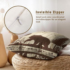 Bear Throw Pillow Covers Set of 2, 20x20 in Wild Animal Mountain Wood Cabin Cotton Square Throw Pillow Case Decorative Cushion Cover Pillowcase Sofa Camper