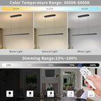 Modern Island Lights, 57in LED Pendant Light Dimmable with Remote Control 3000k-6000K Adjustable Color Temperature, Aluminum Chandelier Lamp Fixture for Kitchen, Dining Room, Billiard Room
