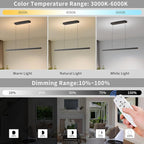 LED Linear Pendant Lights, 47in Island Lighting Fixture 3000k-6000K Dimmable, Chandelier Lamp for Kitchen Dining Room Pool Table Office Bar Garage Workbench