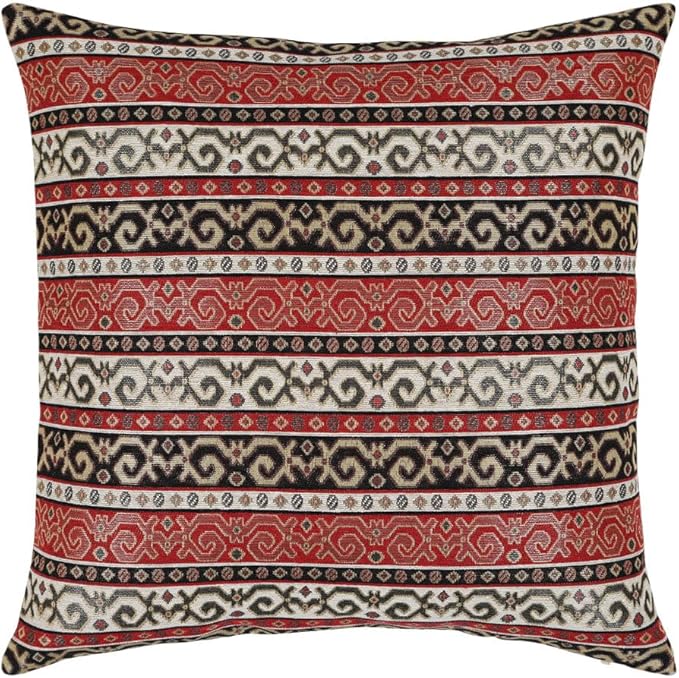 Tapestry Stylish Red-Black 18"x18" Pillow Cover Sham Ethnic Kilim Geometric Southwestern Pattern Throw Decorative for Home Decor, Sofa, Couch, Porch, Patio, Chair
