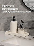 Soap Dispensers 400mL 13.5 OZ, 2 PCS Luxurious Hand Dish Lotion Shampoo Soap Dispenser Jar, Travertine Soap Pump Bottles for Kitchen Bathroom Countertop (Cream)