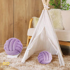 Sioloc Soft Knot Ball Pillows,Round Throw Pillow Cushion Home Decoration Plush Pillow,Throw Knotted Pillow Handmade Round Plush Pillow（10.6inches,Lilac）