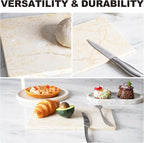 Natural Marble Cutting Boards for Kitchen - 12" x 8" Multi-Purpose Pastry Marble Tray Cheese Board Marble Slab for Counter, Bathroom Perfume Tray Jewelry Candle Plate (Yellow)