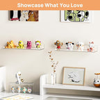 upsimples Acrylic Shelves for Bathroom Storage, 15" Floating Shelves Wall Organizer for Perfume, Make up, Skincare, Kids Bookshelf for Bedroom, Nursery, Living Room Decor, Clear, 2 Pack