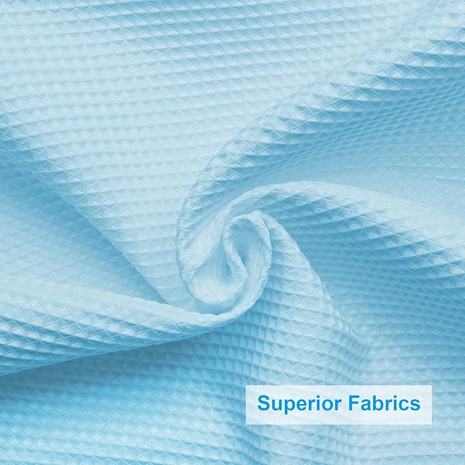 AmazerBath Waffle Shower Curtain, Baby Blue Fabric Shower Curtain with Waffle Weave, Heavy Duty Hotel Quality, 72 x 72 Inches