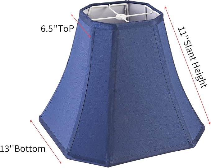 2 Pcs Navy Blue Square Cute Lamp Shades Octagonal Faux Silk Lampshade Replacement Medium Lampshade 6.5×13×10.6IN(Spider) Vintage Lamp Shade for Table & Floor Lamp - Easy Assembly