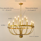 Gold Chandelier 18-Light Candle Chandelier Modern Farmhouse Pendant Lighting Fixture for Dining Room Bedroom Living Room Kitchen Island Foyer Entryway E12 Bulb Vintage Golden Ceiling Light
