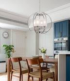 BOZO Brushed Nickel Chandelier Dining Room Lighting Fixtures Modern Foyer 24" Orb Chandeliers 4 Light Hanging Pendant Ceiling Lighting Frosted Glass Shades