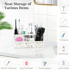 Luxspire Bathroom Counter Organizer, Toothbrush Holder for Bathroom 5 Slot, Large Bathroom Countertop Organizer Storage Bathroom Accessories for Toothbrush Toothpaste, Terrazzo