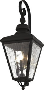 Livex 2033-04 Transitional Three Light Outdoor Wall Lantern from Cambridge Collection in Black Finish
