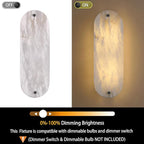 2 Pack 2 Light Oval 16" Alabaster Marble Bathroom Wall Sconce Modern Concise Style Wall Light Fixture,Dark Gray Finish for Bedroom Hallway Bedside