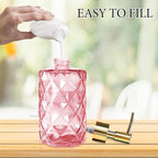 Glass Soap Dispenser with Pump, Hand Soap Dispenser for Hand Wash, Lotion Dispenser for Dishwashing Liquid, Lotion Shower Gel (Pink)